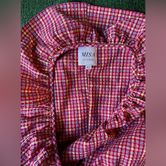 Misa Los Angeles Red gingham Stella wrap dress - Picture 7 of 7